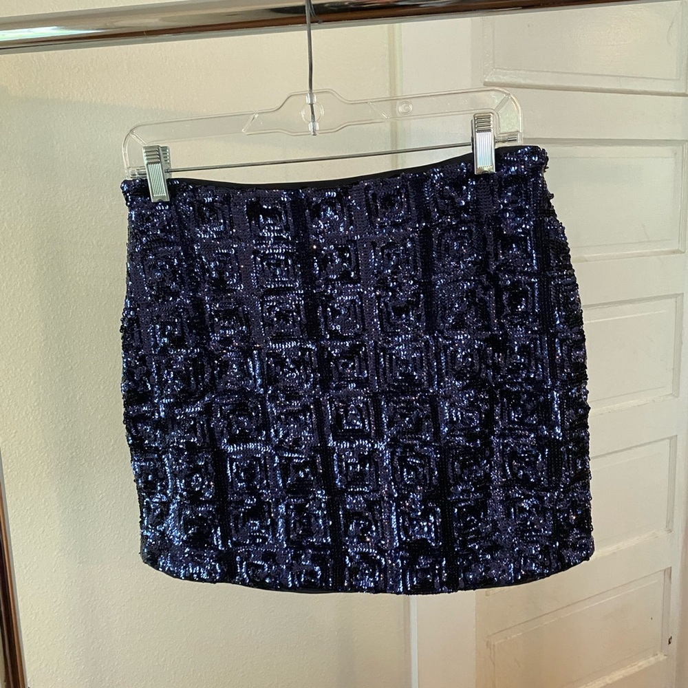 H&M Navy Sequin Mini Skirt